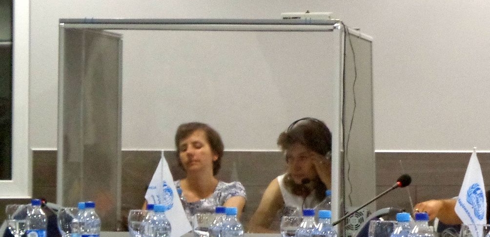 Переводчики-синхронисты в паре на конференции Ассамблеи Национальностей Украины